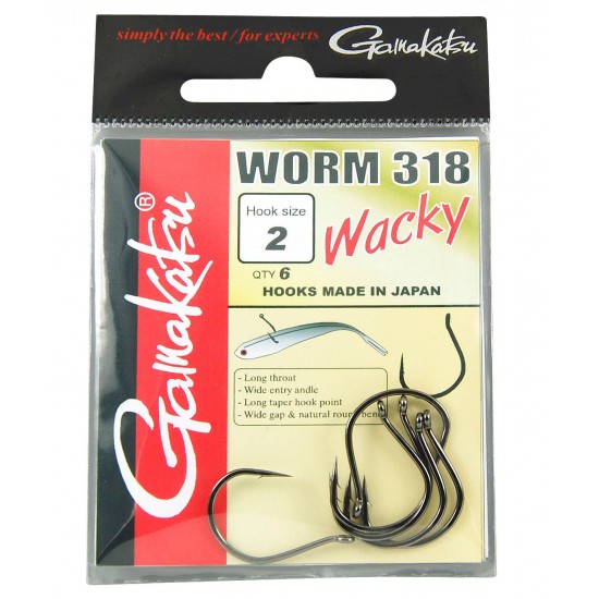 Gamakatsu Worm 318 Wacky 6 pieces Hook size 1/0