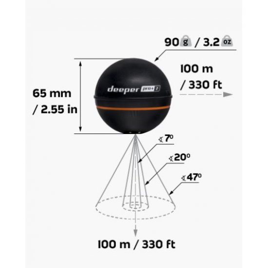  Deeper Smart Sonar PRO+ Series, 2.55, Black - GPS, Wi