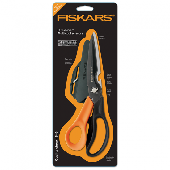 Fiskars Scissors Cuts More 23cm Black-Orange