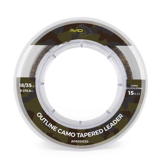 Avid Carp Outline Camo Tapered Leader 0.37mm 18LB