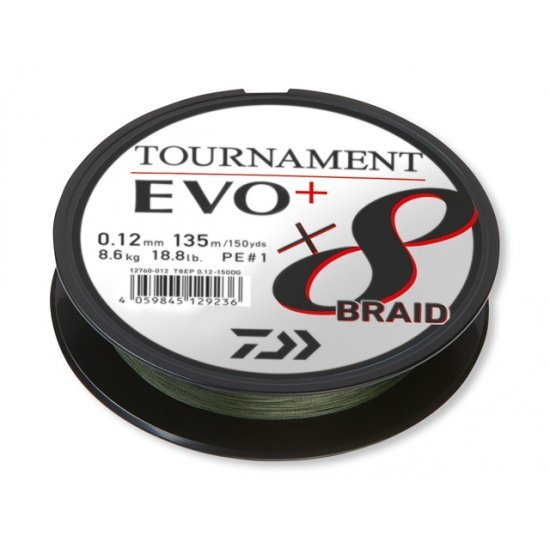 Daiwa Tournament X8 Braid EVO+ Dark Green 0.08mm 135m