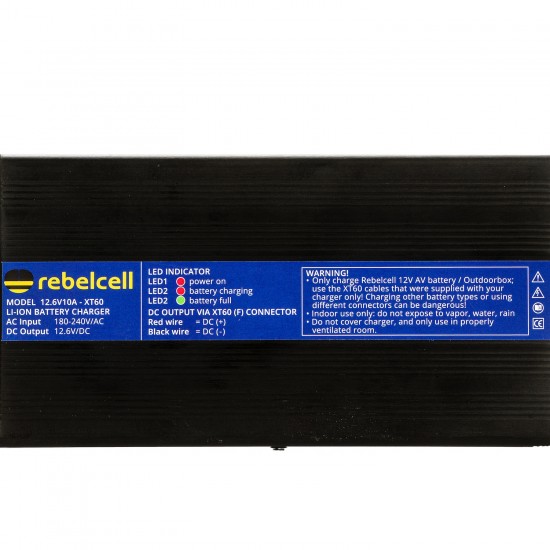 Rebelcell 12.6V10A XT60 Lithium Battery Charger Outdoorbox