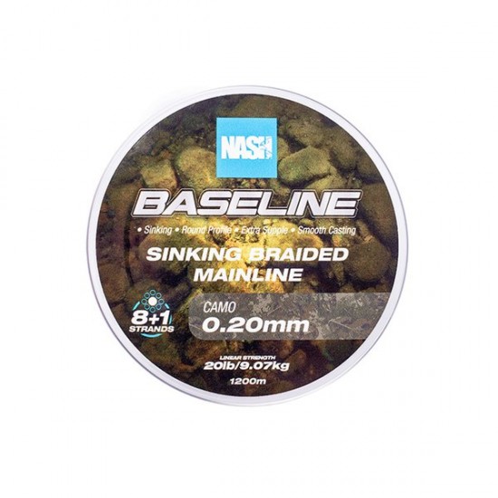 Nash Baseline Sinking Braid Camo 40lb 0.35mm 1200m