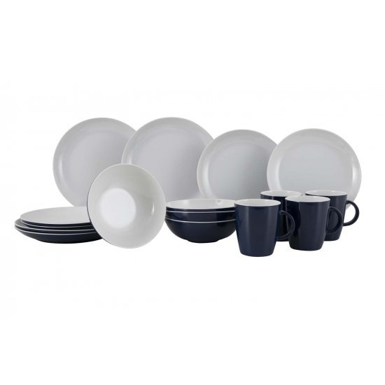 Gimex Solid Line Tableware Blue & White 16 Pieces
