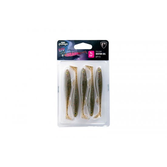 Fox Rage Slick Shad Ultra UV Motor Oil 9cm 5 Pieces