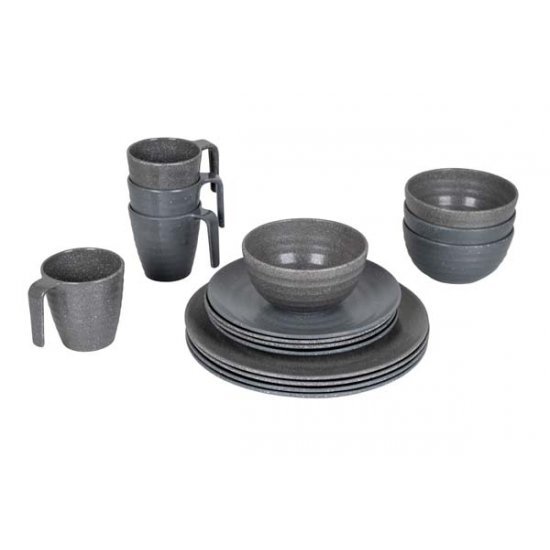Bo-Camp Tableware Stone 16 Pieces Grey